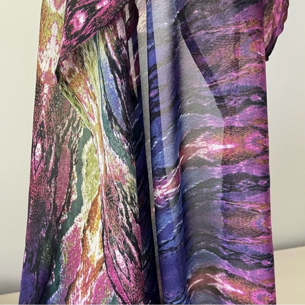 Anthropologie Charlie Jade Purple and Green Snakeskin V-Neck Maxi Dress | Size S - Picture 8 of 11
